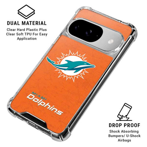 NFL Miami Dolphins Distressed- Orange Google Pixel 10 Clear Case